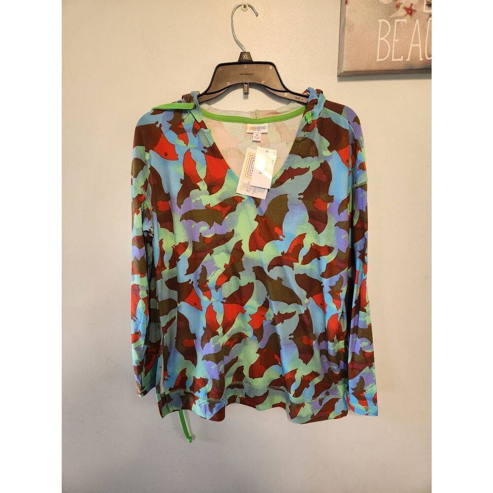 Nwt Lularoe Eliza Long Sleeve Top Shirt Hoodie M Leggings Material Bats